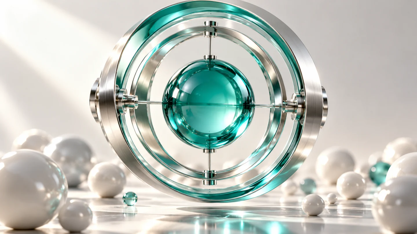Teal glass and silver sculptural visual
